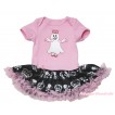Halloween Light Pink Baby Bodysuit Black Crown Skeleton Pettiskirt & Princess Ghost Print JS4762